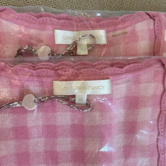 NWT LoveShackFancy Kellen Plaid Knit Mini Dress XSmall Pink Pearl Plaid - Picture 7 of 9